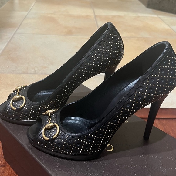 Gucci Shoes - Gucci black leather pumps with studs size 39, 5 with original box
